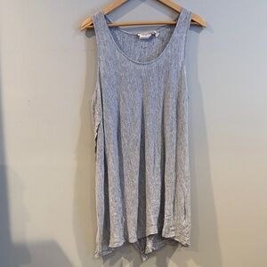 Christian Siriano | Linen Sleeveless Blue Pin-strip Flowy Top